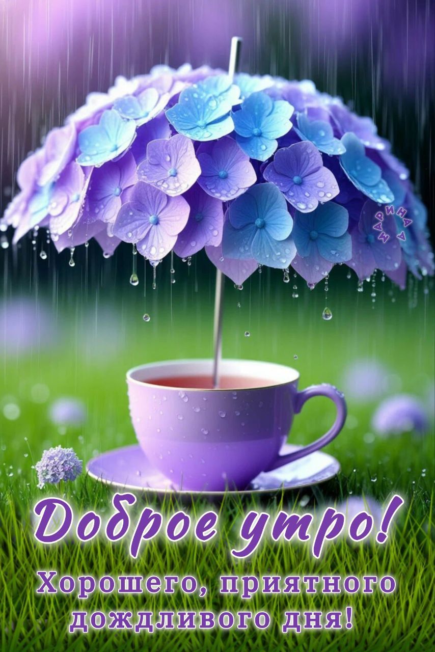 Открытка «С добрым утром»: Доброе утро: нежное пожелание в дождливый день. Тэги: С добрым, летним утром, С добрым утр…