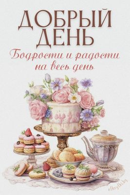 Открытка «Пожелание»: Добрый день: Бодрости и радости на весь день!. Тэги: красивая, радость, добрый день, цветок…