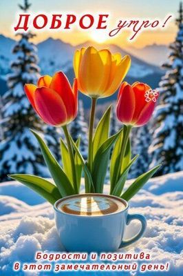 Открытка «Пожелание»: Доброе утро! Бодрости и позитива в замечательный день!. Тэги: утро, красивая, кофе, позитив…