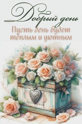 Открытка «Пожелание»: Добрый день! Тёплый и уютный день с розами. Тэги: красивая, хорошее настроение, добрый день…