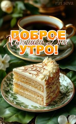 Открытка «Пожелание»: Доброе утро! Хорошего дня и отличного настроения!. Тэги: утро, красивая, кофе, позитив, хорошее…