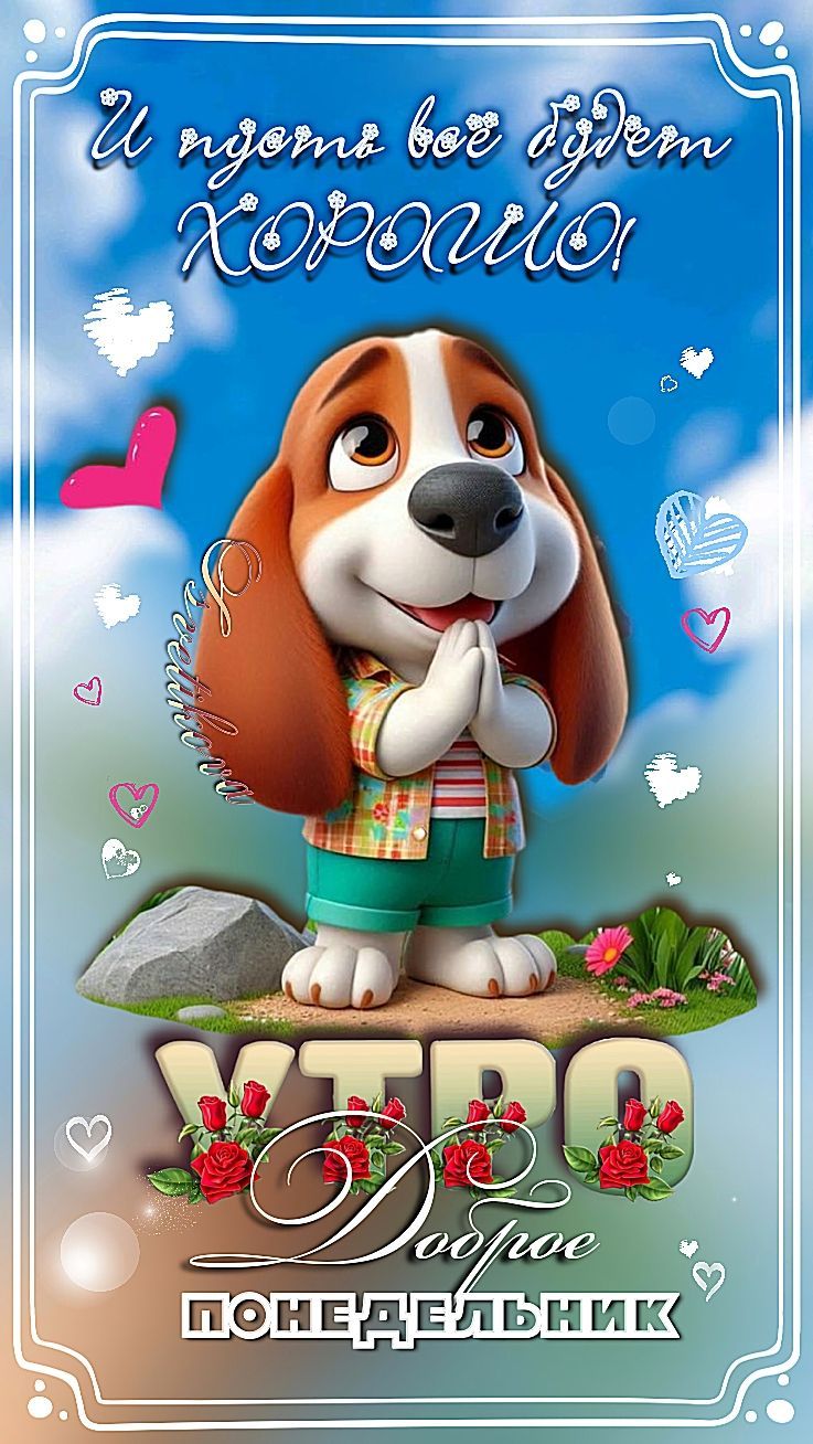 Открытка «Животное»: Доброе утро понедельника! Пусть всё будет ХОРОШО. Тэги: пожелание, улыбка, утро, красивая…