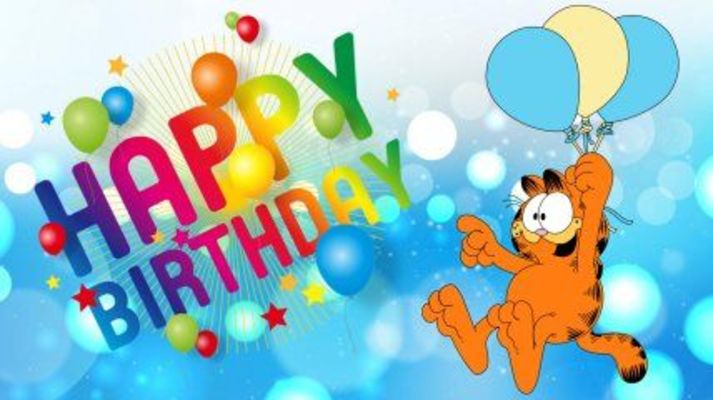 Открытка «Кот»: Гарфилд с днем рождения! Красивая открытка. Тэги: пожелание, улыбка, друг, подруга, красивая, позитив…