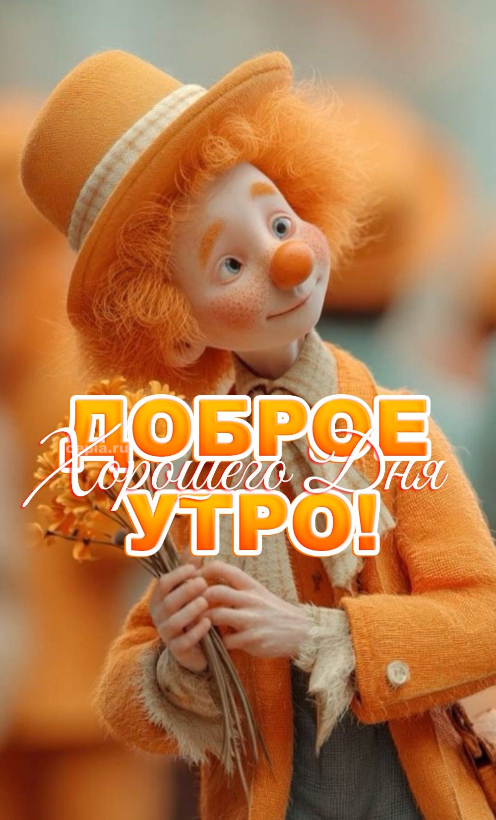 Открытка «Пожелание»: Доброе утро! Прекрасного дня!. Тэги: улыбка, позитив, хорошее настроение, цветок, милая, день…