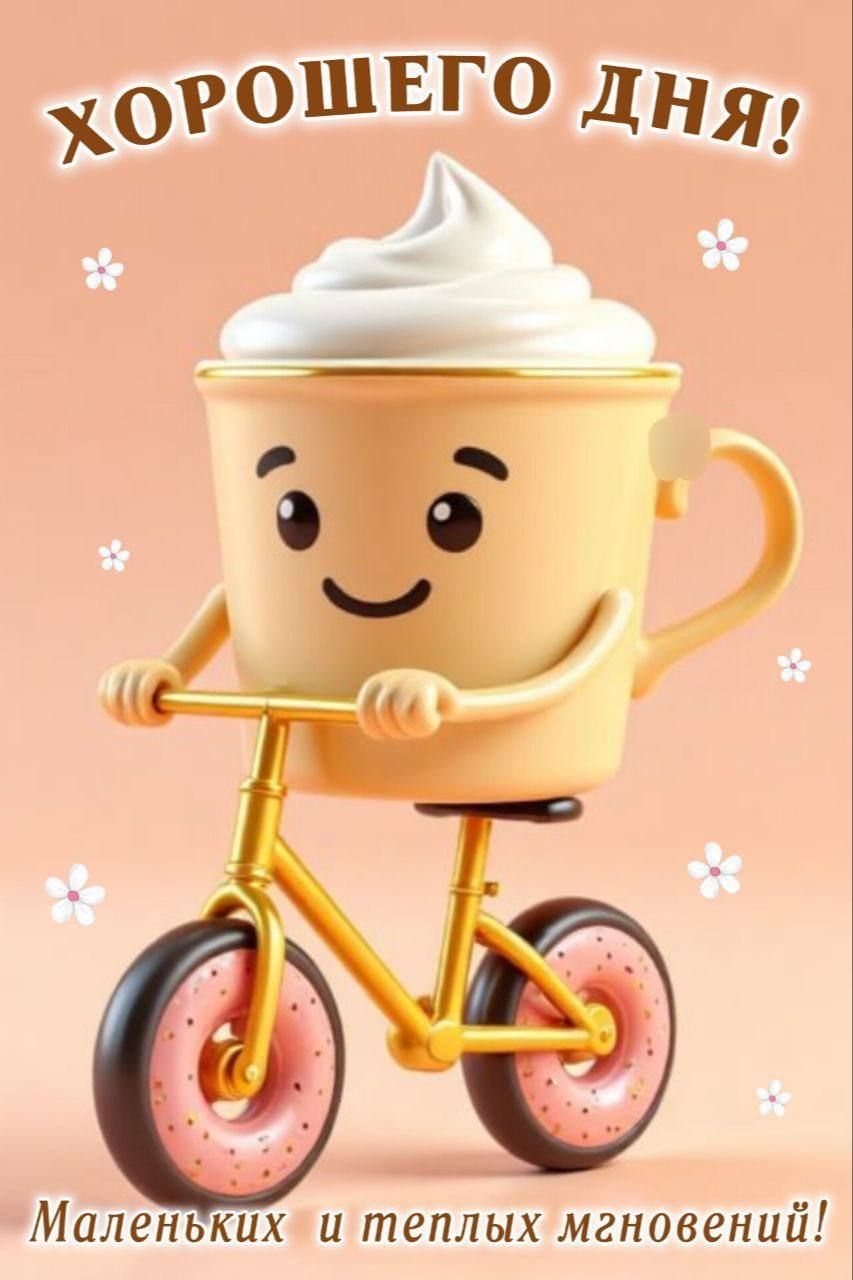 Открытка «Пожелание»: Хорошего дня! Позитив и улыбка для настроения. Тэги: хорошего дня, улыбка, друг, подруга, кофе…