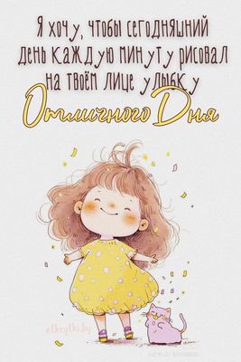 Открытка «Кот»: Отличного Дня! Счастья и улыбок сегодня!. Тэги: пожелание, улыбка, красивая, позитив, радость, настро…