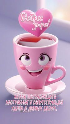 Открытка «Пожелание»: Доброе утро! Желаю отличного настроения и удачи. Тэги: отличное настроение, улыбка, утро…