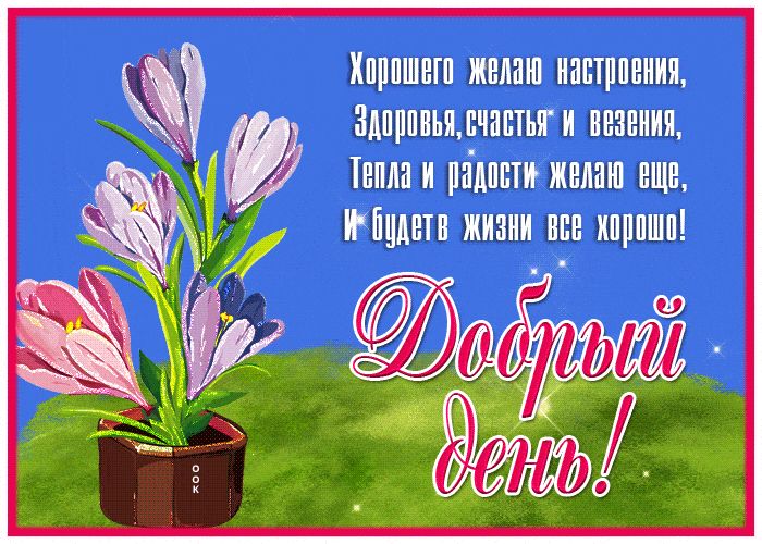 Открытка «Пожелание»: Добрый день! Пожелание хорошего настроения и счастья. Тэги: красивая, добрый день, цветок…