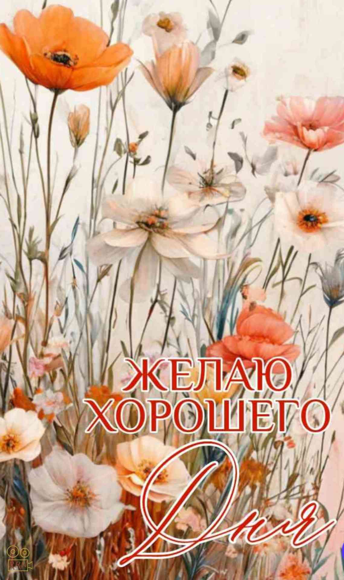Открытка «Пожелание»: Желаю хорошего дня! Красивая открытка с цветами. Тэги: утро, друг, подруга, мужчина, женщина…