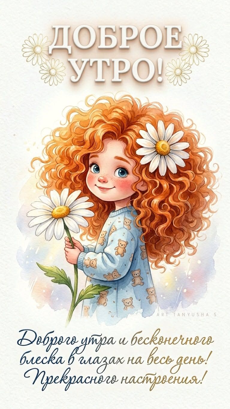 Открытка «Пожелание»: Доброе утро! Прекрасное настроение и улыбка девочки. Тэги: улыбка, красивая, позитив, хорошее н…