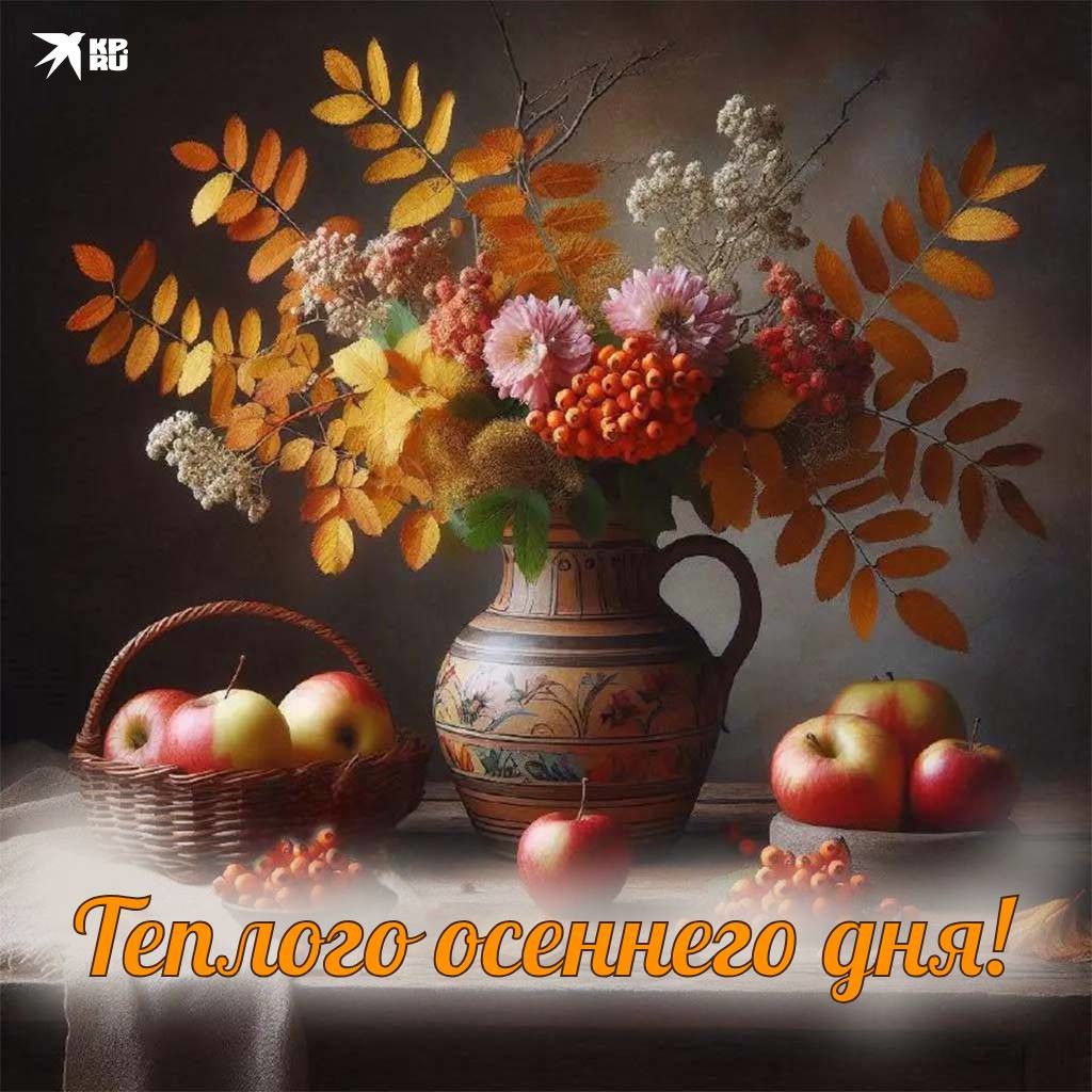 Открытка «Пожелание»: Теплого осеннего дня! Красивая открытка с пожеланием. Тэги: красивая, цветок, осень, настроение…