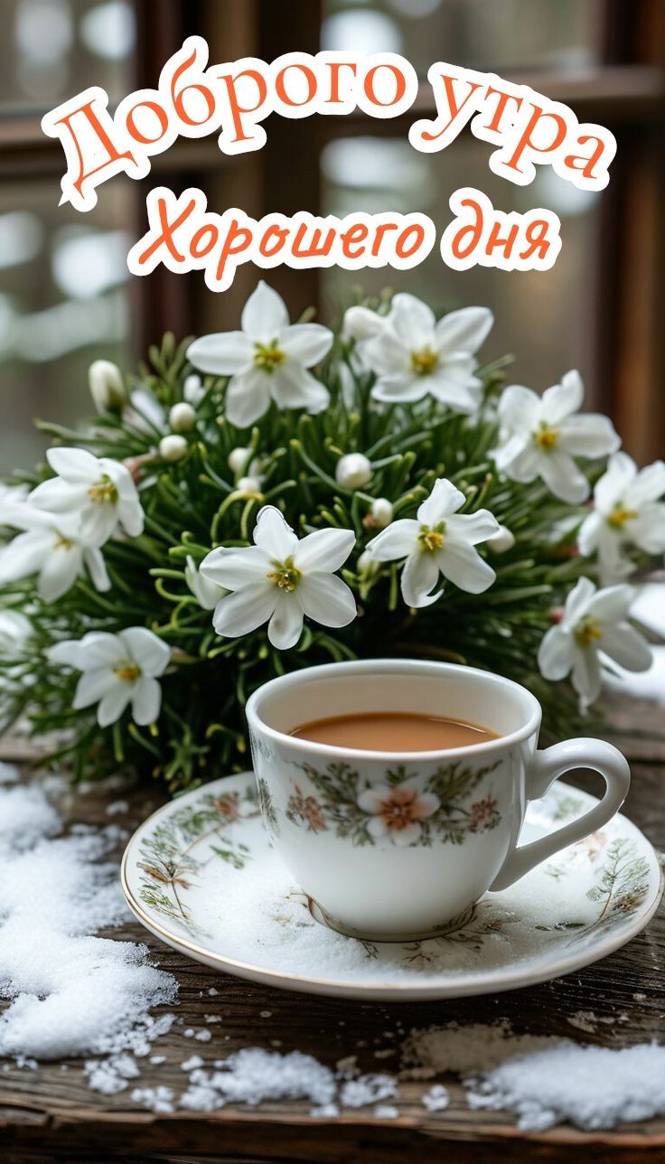 Открытка «Пожелание»: Доброго утра, хорошего дня – нежное пожелание. Тэги: отличное настроение, утро, красивая, кофе…
