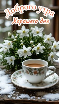 Открытка «Пожелание»: Доброго утра, хорошего дня – нежное пожелание. Тэги: отличное настроение, утро, красивая, кофе…
