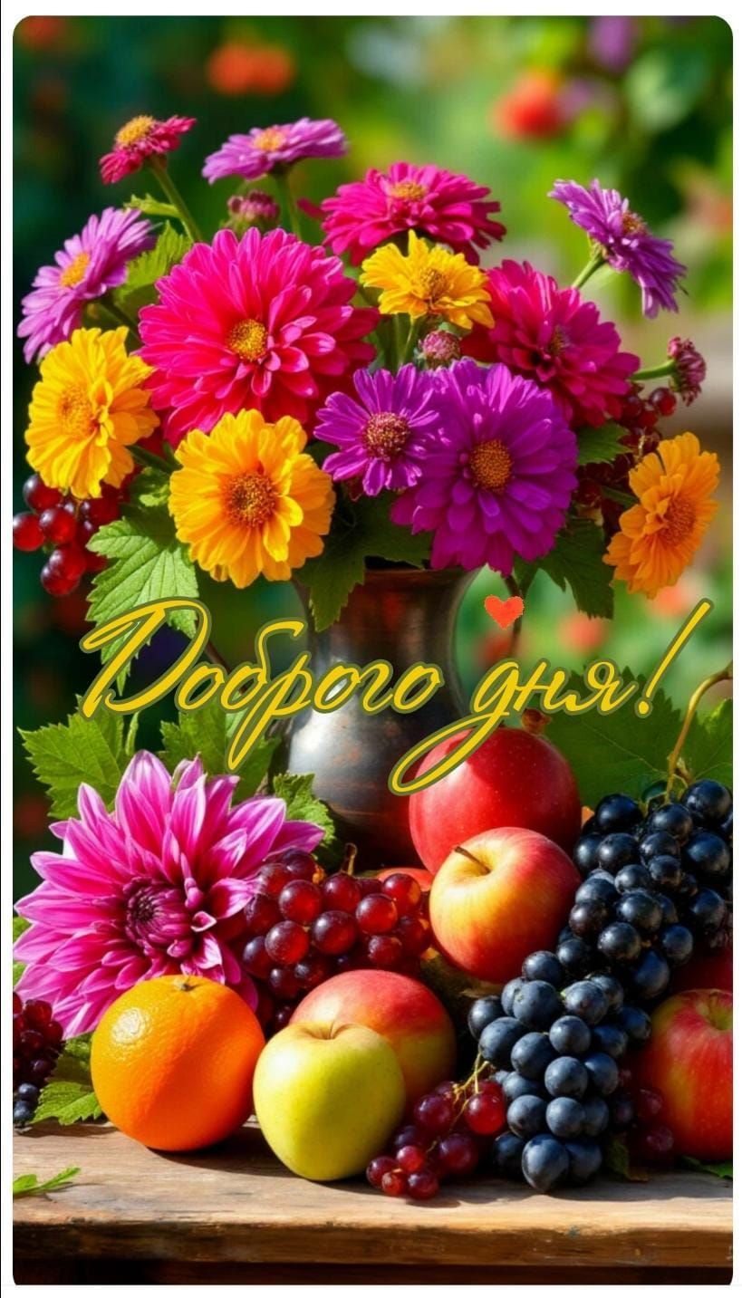 Открытка «Позитив»: Доброго дня! Цветы и хорошее настроение. Тэги: хорошее настроение, радость, добрый день, цветок…