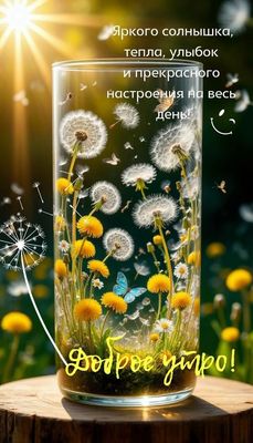 Открытка «Пожелание»: Доброе утро: солнышко, улыбки и настроение!. Тэги: улыбка, утро, красивая, позитив, радость…