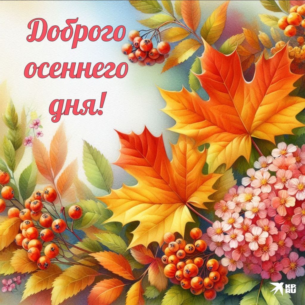Открытка «Пожелание»: Доброго осеннего дня! Красивое осеннее пожелание. Тэги: красивая, хорошее настроение, цветок…