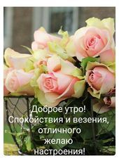 Открытка «Пожелание»: Доброе утро! Отличное настроение и букет роз. Тэги: утро, друг, подруга, женщина, красивая…