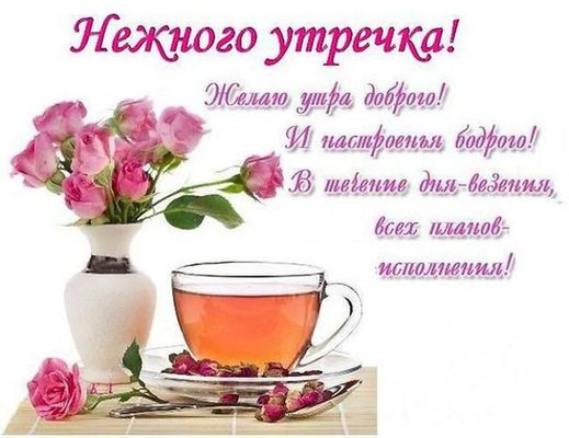 Открытка «Пожелание»: Нежного утречка! Пожелание доброго утра и настроения. Тэги: утро, красивая, хорошее настроение…