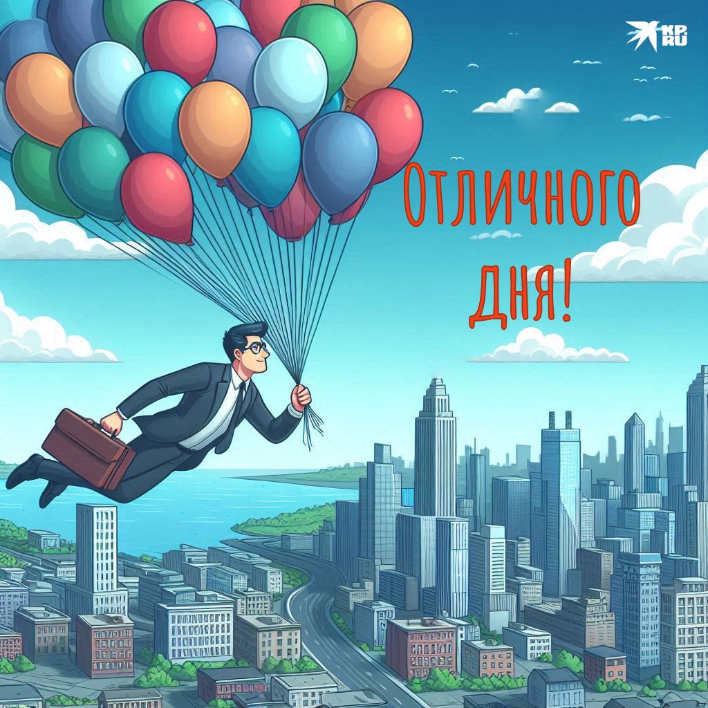 Открытка «Отличное настроение»: Отличного дня! Яркая открытка с позитивом.. Тэги: улыбка, мужчина, позитив, радость…