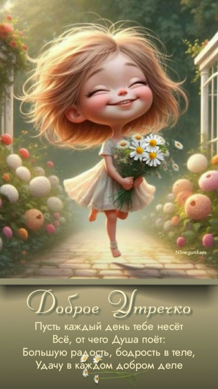 Открытка «Пожелание»: Доброе Утро: прекрасное пожелание с улыбкой. Тэги: улыбка, красивая, радость, цветок, настроение…