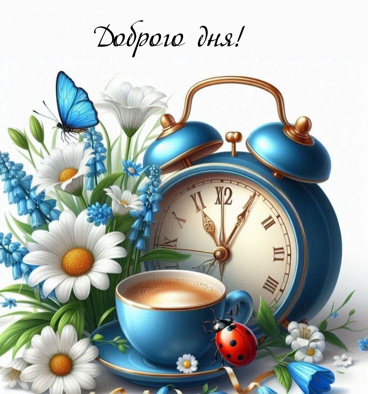 Открытка «Пожелание»: Доброго дня! Позитив и хорошее настроение. Тэги: утро, красивая, кофе, позитив, радость, цветок…