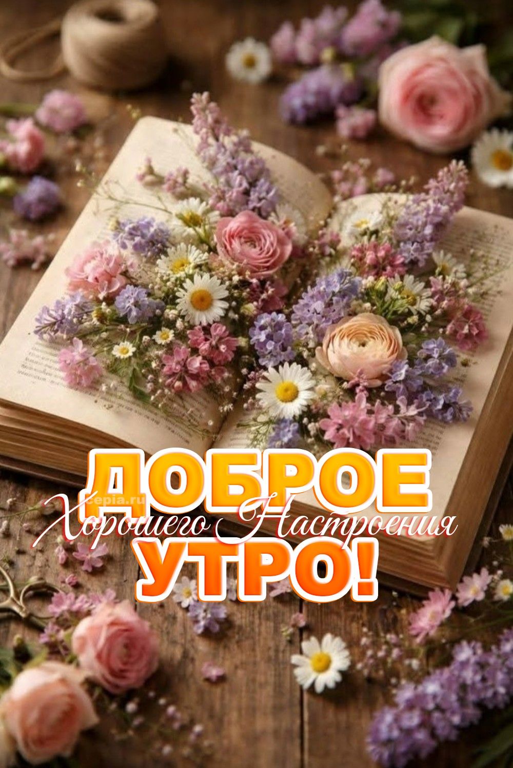 Открытка «Пожелание»: Доброе утро и прекрасного настроения!. Тэги: утро, красивая, позитив, хорошее настроение, цветок…