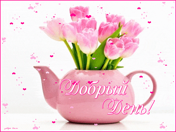Открытка «Пожелание»: Добрый день: нежные тюльпаны и красивое пожелание. Тэги: красивая, позитив, радость, добрый день…