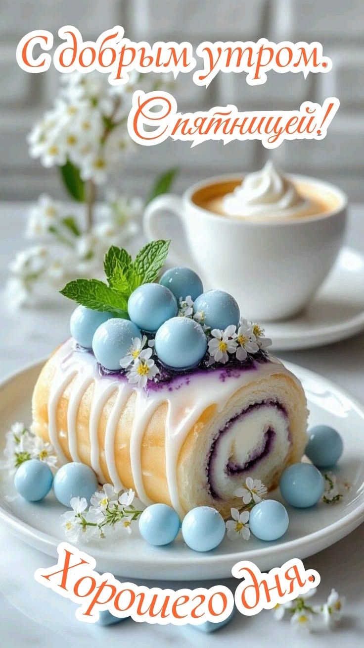 Открытка «Пожелание»: С добрым утром пятницы! Хорошего дня с кофе. Тэги: утро, красивая, кофе, позитив, хорошее настр…