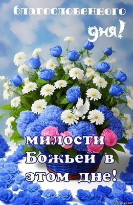 Открытка «Пожелание»: Прекрасного благословенного дня и Божьей милости!. Тэги: красивая, хорошее настроение, цветок…