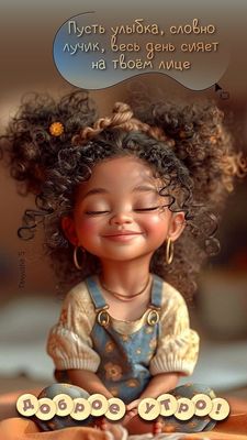 Открытка «Пожелание»: Доброе утро! Пусть улыбка сияет весь день. Тэги: улыбка, красивая, позитив, хорошее настроение…