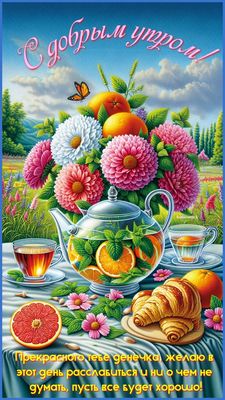 Открытка «Пожелание»: С добрым утром! Чудесная открытка с пожеланием. Тэги: утро, красивая, позитив, радость, цветок…