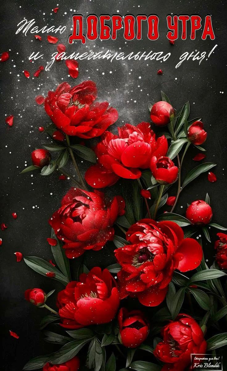 Открытка «Пожелание»: Доброе утро и замечательного дня! Открытка с пионами. Тэги: утро, позитив, цветок, настроение…