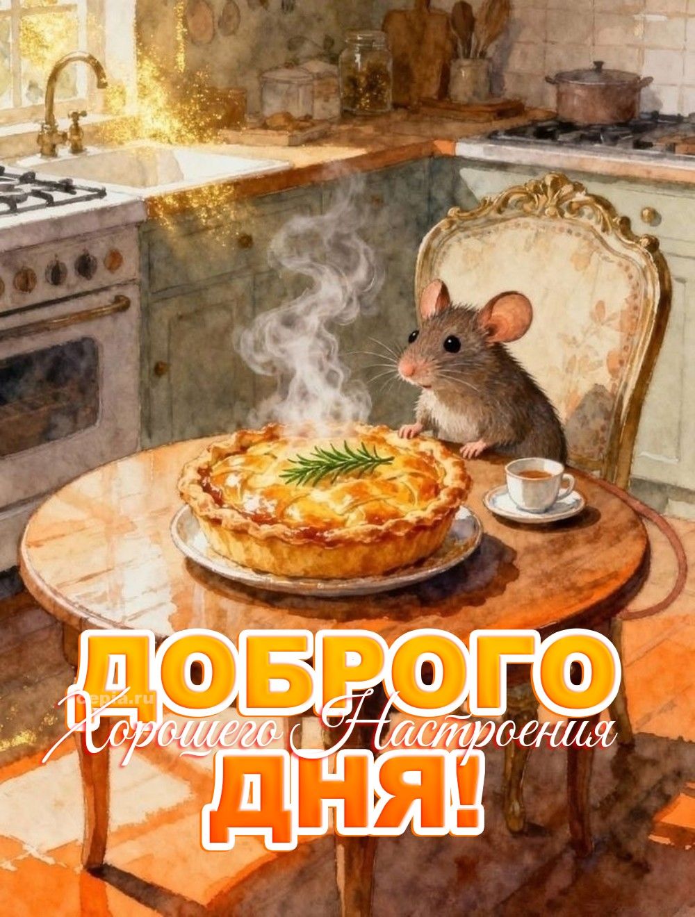 Открытка «Животное»: Доброго дня и хорошего настроения! Открытка. Тэги: пожелание, утро, красивая, кофе, позитив…