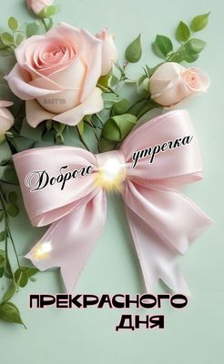 Открытка «С добрым утром»: Доброго утречка и прекрасного дня! Нежные розы. Тэги: С добрым утром, женщине, С добрым…