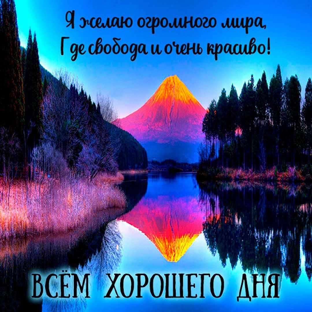 Открытка «Хорошего дня»: Чудесного дня! Пожелание мира и свободы. Тэги: Добрый день, Отличного настроения, пожелание…