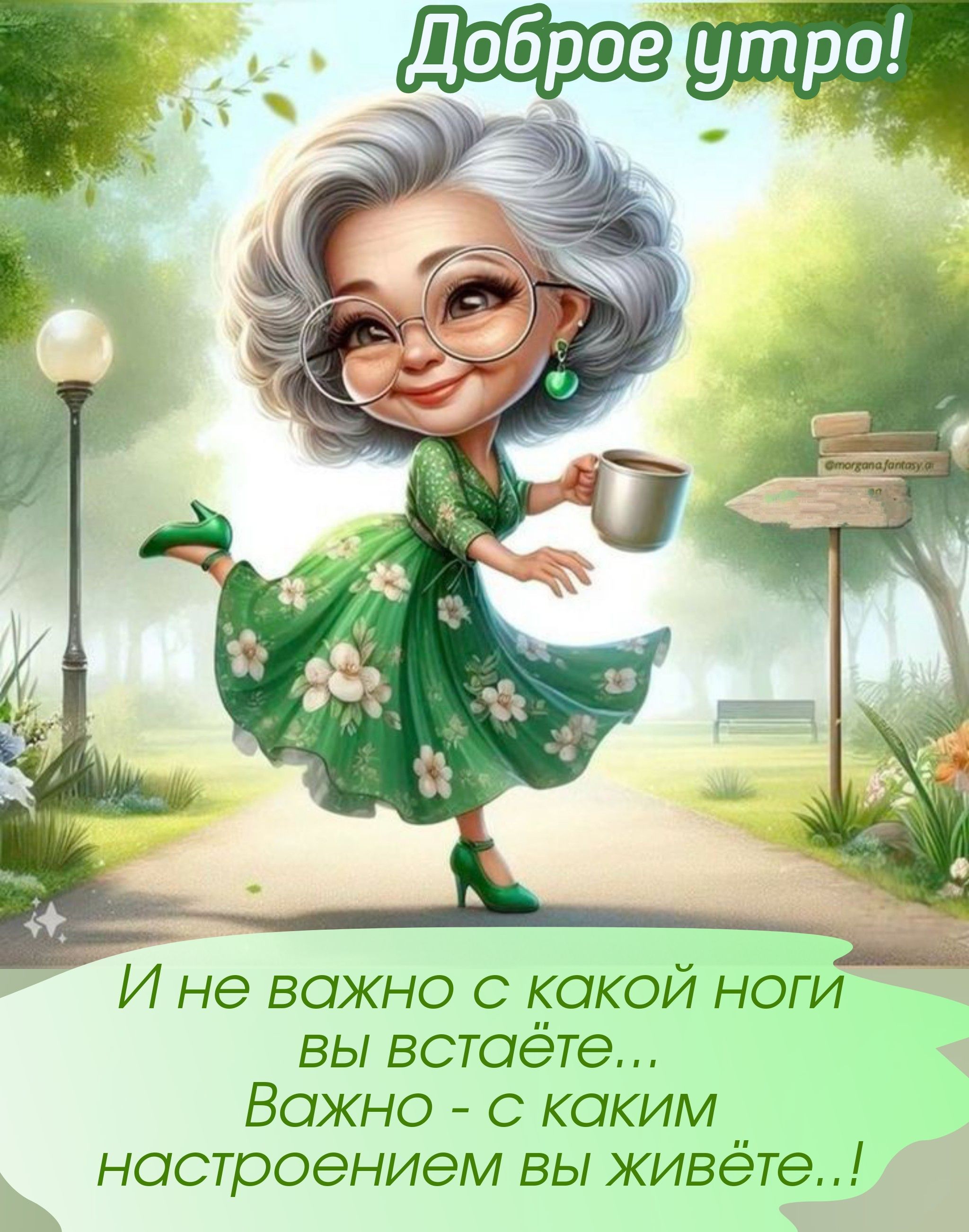 Открытка «Пожелание»: Доброе утро! Мудрое пожелание о настроении. Тэги: улыбка, утро, женщина, кофе, позитив, радость…