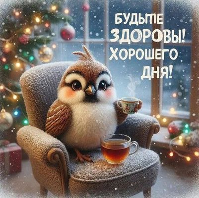 Открытка «Животное»: Будьте здоровы! Хорошего дня! Пожелание от птички. Тэги: пожелание, утро, красивая, позитив…