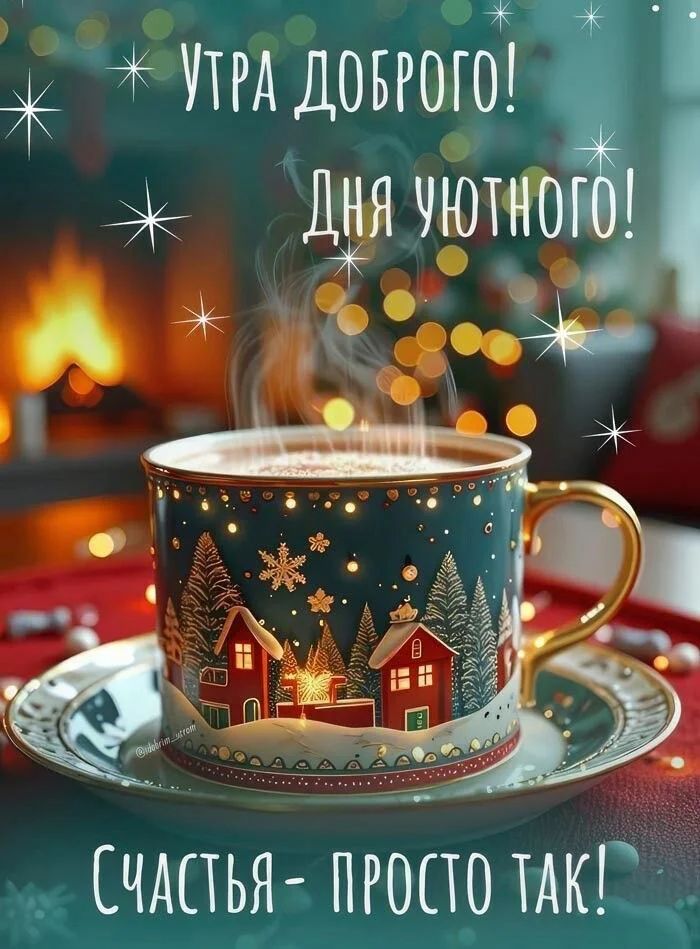 Открытка «С добрым утром»: Уютное зимнее утро: Счастья просто так!. Тэги: Добрый день, С добрым зимним утром, С добры…