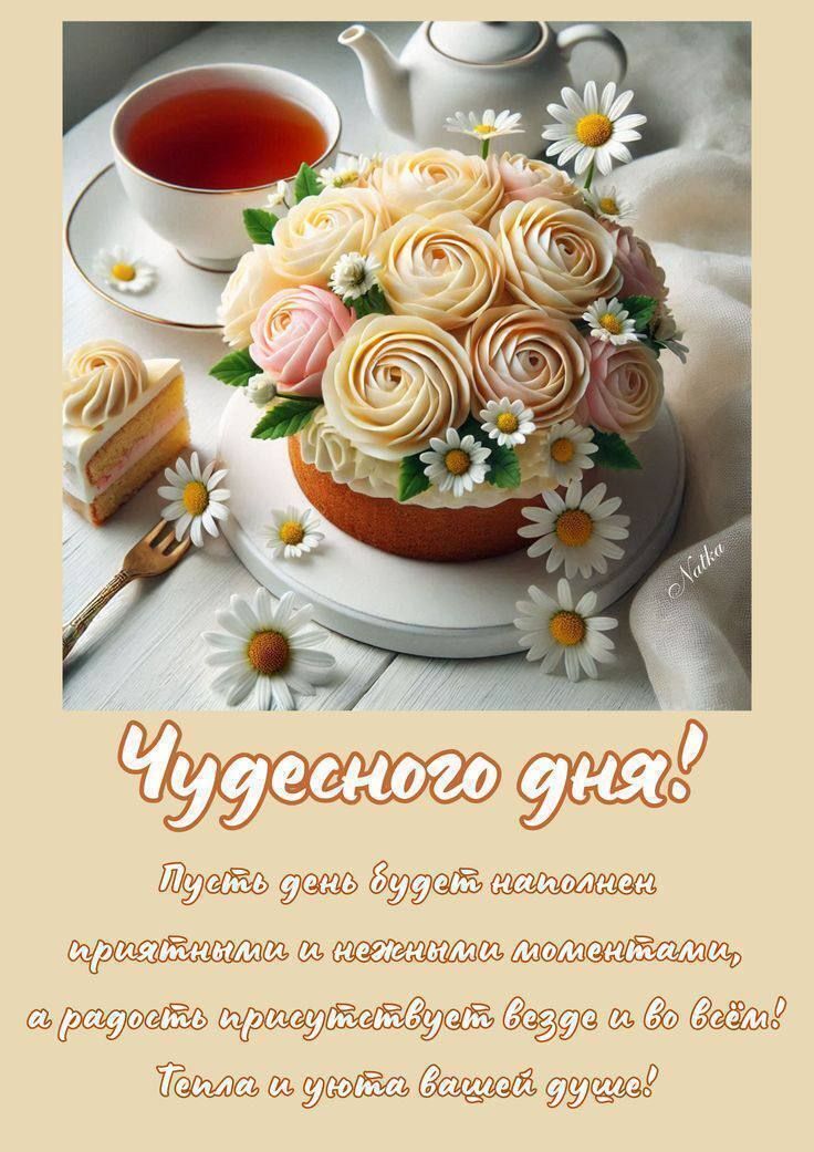 Открытка «Хорошего дня»: Чудесного дня! Нежное пожелание с настроением. Тэги: Добрый день, Отличного настроения…