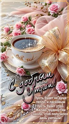 Открытка «С добрым утром»: С добрым утром! Нежное пожелание с розами. Тэги: Добрый день, С добрым утром и хорошего дн…