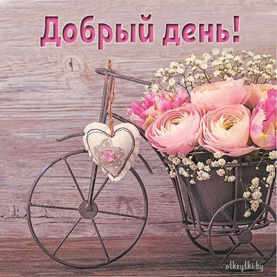 Открытка «Пожелание»: Добрый день! Нежное пожелание с цветами. Тэги: друг, подруга, женщина, красивая, позитив…