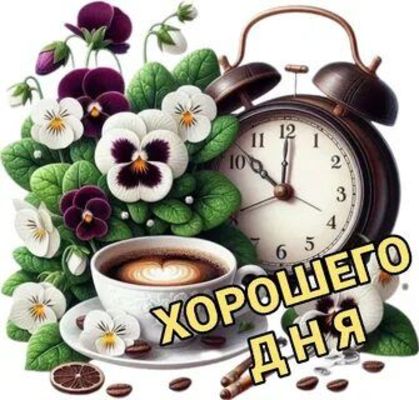 Открытка «Пожелание»: Открытка хорошего дня с кофе и цветами. Тэги: улыбка, красивая, кофе, позитив, радость, цветок…