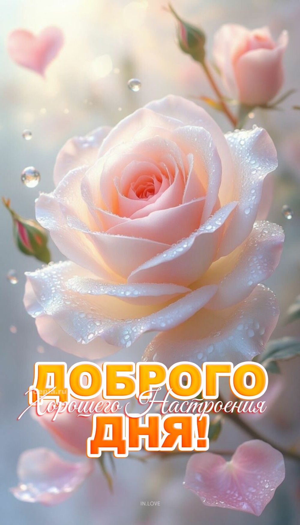 Открытка «Хорошего дня»: Доброго дня! Нежная роза для хорошего настроения.. Тэги: Добрый день, Добрый день и добрые п…