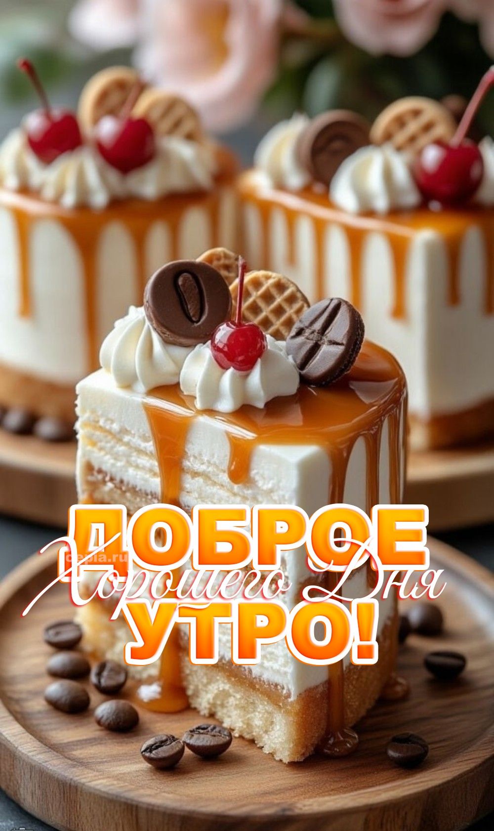 Открытка «С добрым утром»: Доброе утро! Сладкое пожелание хорошего дня. Тэги: Хорошего дня, С добрым утром и хорошего…