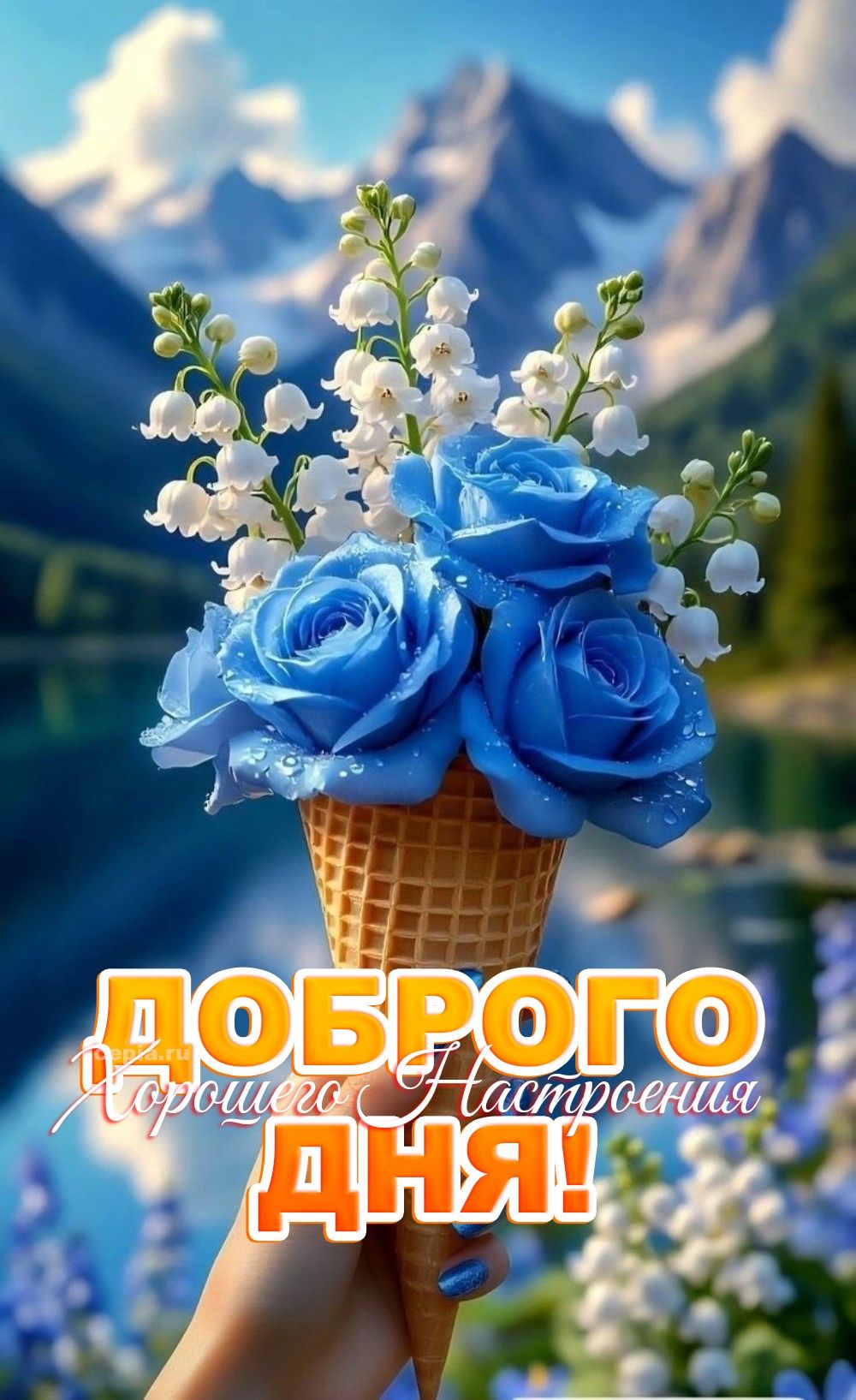 Открытка «Пожелание»: Доброго дня и прекрасного настроения!. Тэги: улыбка, друг, подруга, красивая, хорошее настроение…