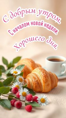 Открытка «С добрым утром»: С добрым утром и хорошим днем! Начало новой недели. Тэги: Хорошего дня, С добрым утром и у…