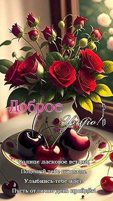 Открытка «С добрым утром»: Доброе утро! Красивые розы и отличное пожелание. Тэги: С добрым утром, женщине, С добрым у…