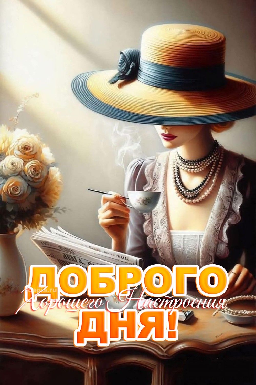 Открытка «Хорошего дня»: Хорошего настроения дня: стильная открытка. Тэги: Добрый день, Добрый день и добрые пожелания…