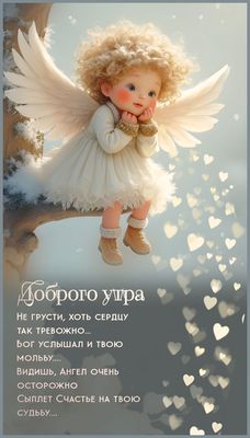 Открытка «С добрым утром»: Доброе утро: Ангел сыплет счастье на твою судьбу. Тэги: С добрым зимним утром, С добрым ут…