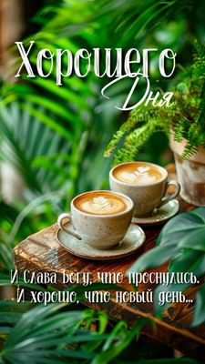 Открытка «С добрым утром»: Хорошего Дня! Позитив и кофе, Слава Богу за новый день. Тэги: Хорошего дня, Добрый день…